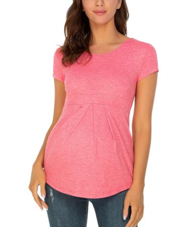 Love2Mi Nursing Shirt Women's Maternity Stop Maternity Maternity Nursing Maternity Top Layered Design Wrap Layer S-pink L