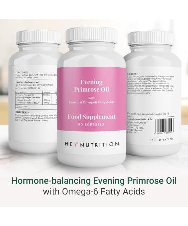 Hey Nutrition Evening Primrose Oil - Omega-6 Fatty Acids for Healthy Skin & Hair - Menstruation Support - 60 Softgels - Buy Online on GoSupps.com