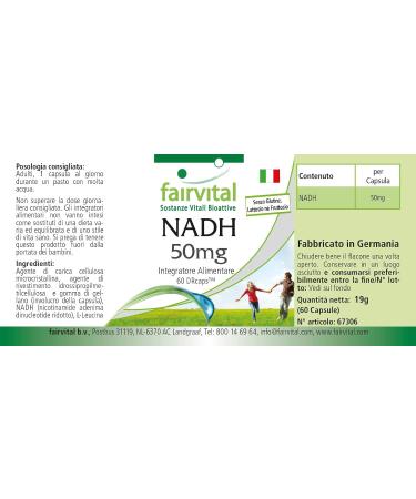 Fairvital | NADH 50mg - 2 months - VEGAN - Highly dosed - 60 capsules - delay in DRCaps  - Buy Online on GoSupps.com