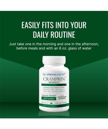 Approved Science Cramprin - High Absorption Magnesium, Vitamin B Complex, BioPerine - Muscle Cramps - 6 Month Supply - 2 Bottles - Vegan 180 Count (Pack of 2) - Buy Online on GoSupps.com