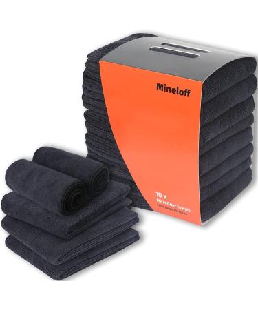 Mineloff Black Salon Towels Pack of 10 Quick Dry&Lightweight Spa Towel Highly Absorbent Towels No lint Loss for Gym Sport Beauty Spa and Home Hair Care (Premium Black)