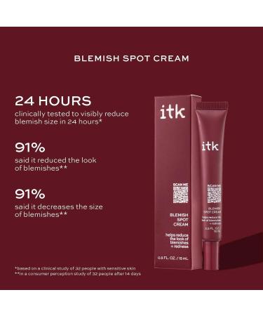 ITK Skincare Salicylic Acid Acne Spot Treatment for Face Back & Body - Fast Active Acne Relief - Pimple Cream for Acne Prone Skin - Clear Blemishes Fast with Tea Tree Oil - 0.5oz - Buy Online on GoSupps.com