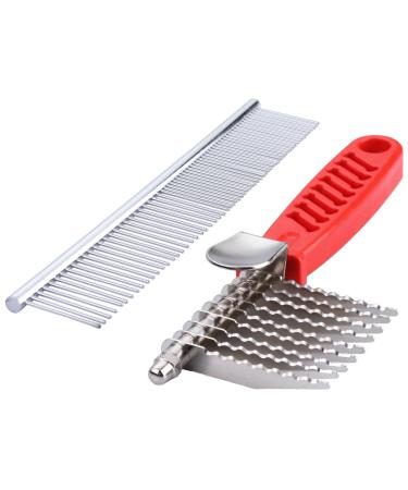 QUMY Dog Comb Pet Grooming Comb Dog Rake Comb Trimmer Stainless Steel Dog Comb for Dematting Removing Dead, Matted or Knotted Hair - Buy Online on GoSupps.com