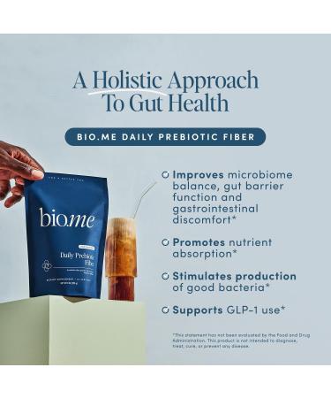 Bio.me Daily Prebiotic Fiber Powder - Full Size (30 Servings) + Travel Packs (20 Servings) - Unflavored Soluble Fiber Supplement for Digestive & Gut Health - Non-GMO Sugar & Gluten Free - Buy Online on GoSupps.com