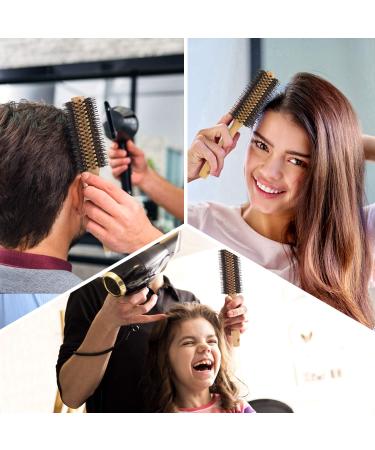 Round Bamboo Boar Bristle Hair Brush with Pin Tail Comb - for Women, Wet or Dry Hair, Detangling and Smoothing - Buy Online on GoSupps.com