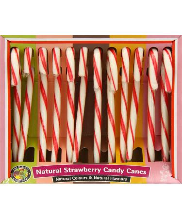 The Natural Candy Shop Natural Strawberry Candy Canes - Christmas Candy Sticks All Natural Colours and Flavours Gluten Free Candy Cane - 170g Red and White Candy Canes