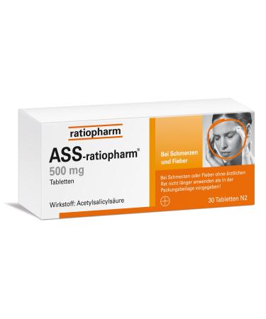 ASS-ratiopharm 500 mg tablets: A classic among painkillers 30 tablets 30 pieces (1 pack)