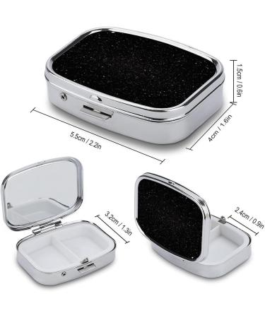 Black Glitter Pill Box - 2 Compartment Portable Medicine Organizer | Stylish Metal Pill Case for Pocket or Purse - Buy Online on GoSupps.com