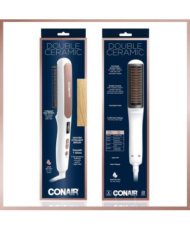 Conair Double Ceramic Straightening Brush - Heated Hair Brush for Smooth Shiny Hair | V-Shaped Bristles | International Shipping Available - Buy Online on GoSupps.com