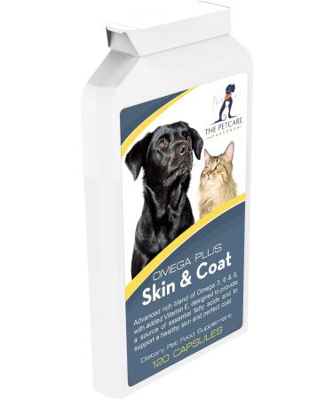 The Petcare Factory Omega Plus Skin & Coat Supplement For Dogs and Cats Triple Action Omega 3 6 & 9 With Added Vitamin E 120 Softgel Capsules 1000mg Human Grade Ingredients UK Manufactured - Buy Online on GoSupps.com