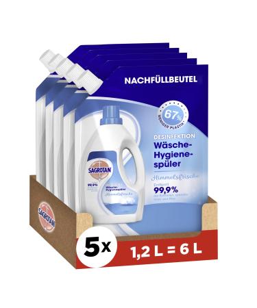Sagrotan laundry hygiene pollution Heavenly freshener-disinfectant for hygienically clean and fresh-5 x 1.2 l cleaner in a practical benefit pack 1.2 l (5-pack)