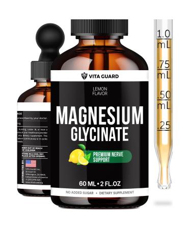Vita Guard Magnesium Glycinate 500mg Liquid Drops | High-Absorption Liquid Magnesium for Relaxation Sleep Support & Muscle Wellness | Sugar-Free Vegan Non-GMO Magnesium Supplement