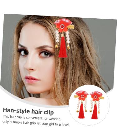Beavorty 1 Pair hair accessories festival red hairpins new year red hairpins Chinese Style Hair Clips new year floral hair clips styling hair clips clip girl child tassel Acrylic - Buy Online on GoSupps.com