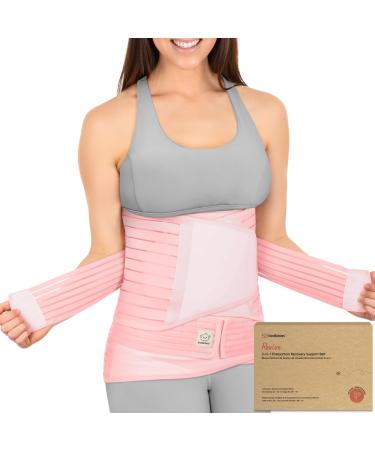 3 in 1 Postpartum Belly Support Recovery Wrap - Postpartum Belly Band After Birth Brace Slimming Girdles Body Shaper Waist Shapewear Post Surgery Pregnancy Belly Support Band (Blush Pink M/L) M/L Blush Pink