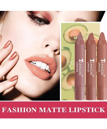 WYBLZPXZ 3Pcs Crayon Matte Lipstick Set - Nude, Waterproof & Long-Lasting - Buy Online on GoSupps.com