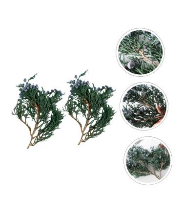 Amosfun 2 Pcs Pine Branch Diy Material Pine Stems for Crafts Artificial Evergreen Branches Xmas Pine Picks Christmas Pine Branches Fake Pine Branches Ornaments Wooden Glass Cover