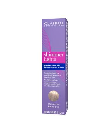 Clairol Professional Shimmer Lights Permanent Cream Toner for Cool Blonde Hair Results with Less Breakage* and Shiny Hair Platinum Ice