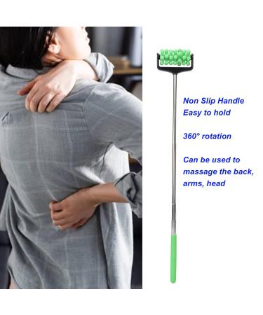 Angrek Extendable Back Scratcher & Roller Massager for Sore Muscles - Telescopic Relief Tool for Men & Women (Green) - International Shipping - Buy Online on GoSupps.com