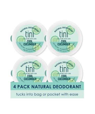 Tini Naturals Deodorant Travel Size Aluminum Free Deodorant for Women & Men with Coconut Oil and Shea Butter 0.4 oz Each (4 Pack) Cool Cucumber Scent