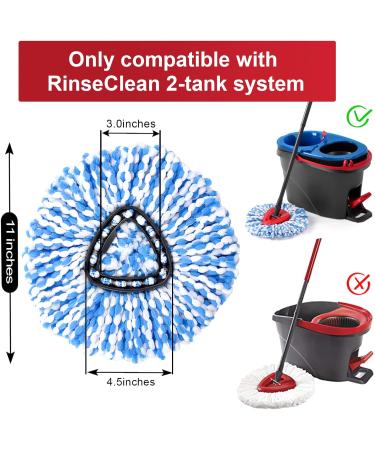 4 Pack Ocedar RinseClean Spin Mop Replacement Heads - Blue Mop Refills Compatible with 2 Tank System - Spinning Mop Head Replacements for O Cedar Mop - Buy Online on GoSupps.com