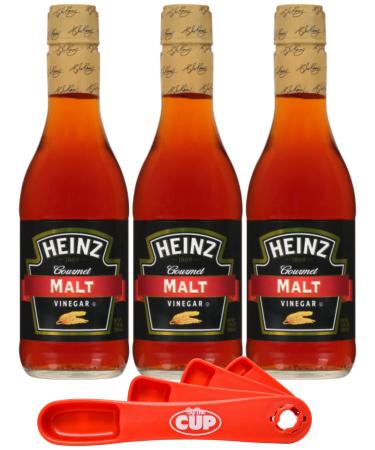 Heinz Gourmet Malt Vinegar 12 fl oz Bottle (Pack of 3) with By The Cup Swivel Spoons - Buy Online on GoSupps.com