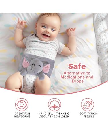 Baby Belly Band for Gas & Colic Relief | Flaxseed Heated Tummy Wrap for Infants | Natural Warmth Heating Pad for Newborns & Toddlers (Elephant - Buy Online on GoSupps.com