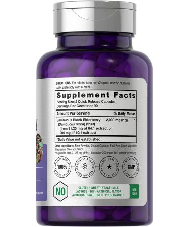 Horbaach Black Elderberry 2000mg - 180 Capsules | Immune Support Supplement - Buy Online on GoSupps.com