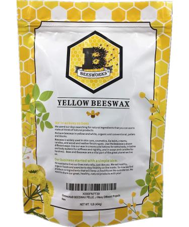 Beesworks Yellow Beeswax Pellets 1lb - Cosmetic Grade, Triple Filtered Beeswax - 1 Pound Pack - Buy Online on GoSupps.com