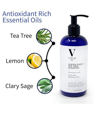 Sulfate Free Shampoo for Oily Hair | Lemon Sage & Tea Tree | Hydrating Essential Oils & Aloe Vera | Vegan & Large 12 fl oz - Fresh Citrus Scent - Buy Online on GoSupps.com