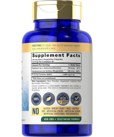 Carlyle NAC Supplement 1000mg - N-Acetyl Cysteine with Selenium & Molybdenum 80 Veg Capsules Non-GMO & Gluten Free - International Shipping - Buy Online on GoSupps.com