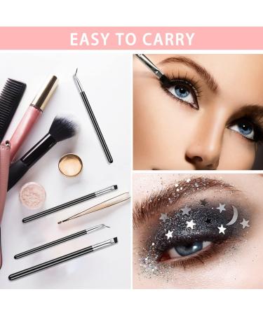 4-Piece Fine Flat Eyeliner & Eyebrow Brush Set - Thin Tip Bent Brushes for Gel, Cream, Liquid Makeup - Buy Online on GoSupps.com