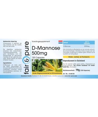 Fair & Pure - D-Mannose 500mg - vegan - 120 capsules - Buy Online on GoSupps.com