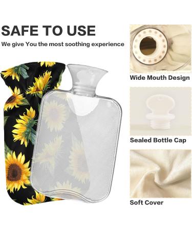 Buy BPA-Free Heat Bottle with Cover - Sunflowers on Black - 2L Large Hot Water Bag for Pain Relief & Therapy - International Shipping - Buy Online on GoSupps.com