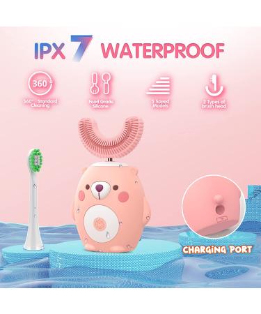 U-Shaped Kids Electric Toothbrush | Whole Mouth Baby Toothbrush (2-6 Year) - Pink - Buy Online on GoSupps.com