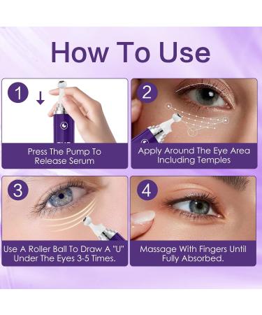 YAFUSIPE Caffeine Eye Serum for Puffy Dark Circles, Instant Depuffing Under Eye Treatment Anti-Aging Firming Undereye Serum with Roller for Wrinkles Bags Fine Lines Brightening Christmas 0.5 Floz - Buy Online on GoSupps.com