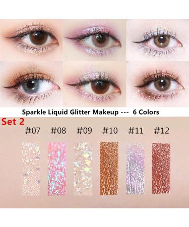 Go Ho 6 Colors Glitter Eyeshadow Makeup - Long-Wearing Liquid Glitter Eyeliner & Diamond Shine Eye Stick - Highly Pigmented Shimmer for Women - International Shipping Available - Buy Online on GoSupps.com