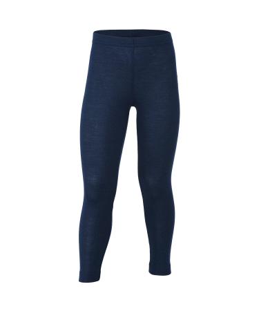 Kids Thermal Underwear Leggings: Base Layer Long Johns Pants, Organic Merino Wool and Silk, 2-15 Years 7-8 Years Navy Blue
