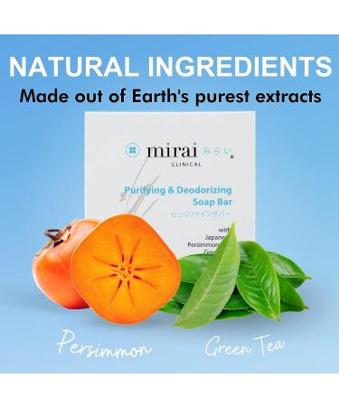 Mirai Clinical Persimmon Soap Bar - Japanese Body Odor Soap for Men & Women - 100g - Buy Online on GoSupps.com