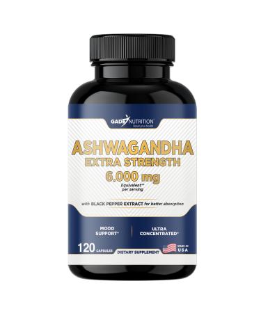 Gade Nutrition Ashwagandha Supplements - Extra Strength ashwagandha Powder Capsules with Black Pepper Natural Mood Focus and Energy Support Supplement 120 Veggie Capsules USA Made