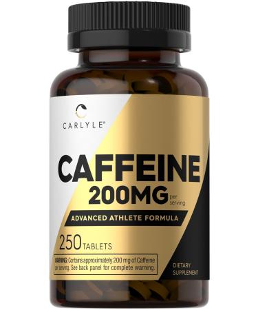 Carlyle Caffeine Pills 200mg | 250 Tablets | Advanced Athlete Formula | Vegetarian Non-GMO & Gluten Free Supplement