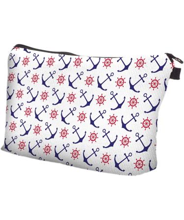 PREMYO Small Cosmetic Bag - Stylish Makeup & Pencil Case for Women - Perfect for Handbags - Anchor Design - Buy Online on GoSupps.com