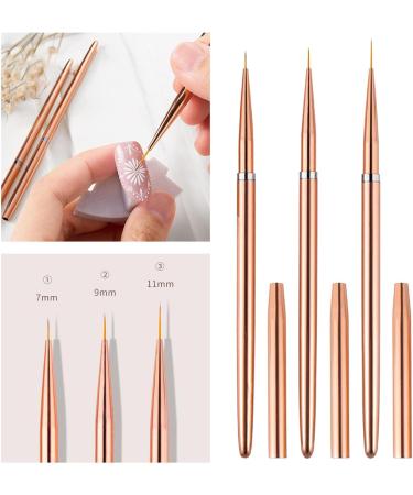 3x Nail Art Liner Brushes Nail Art Dotting Drawing Pen UV Gel Painting Rose Gold 3 Pieces - Buy Online on GoSupps.com