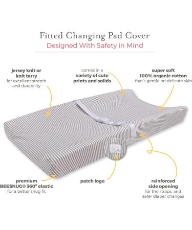 Burt's Bees Baby Honey Bee Heather Grey Jersey Knit Changing Pad Cover - Buy Online on GoSupps.com