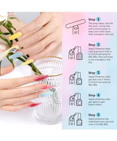 PHOENIXY 24 PCS Gel Nail Polish Set - 21 Colors Soak Off Kit | Nude Pink Red Blue Green Yellow Orange | Base & Top Coat | Perfect Gift for Women - Infinite Reverie - Buy Online on GoSupps.com