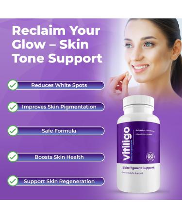 AURA VITAMINS - Vitiligo Capsules 60 Count | 1 Month | Improve Skin Pigmentation Support and Reduce White Spots | Effective Vitiligo Supplement | Natural Solution for White Spots on Skin. (1) - Buy Online on GoSupps.com