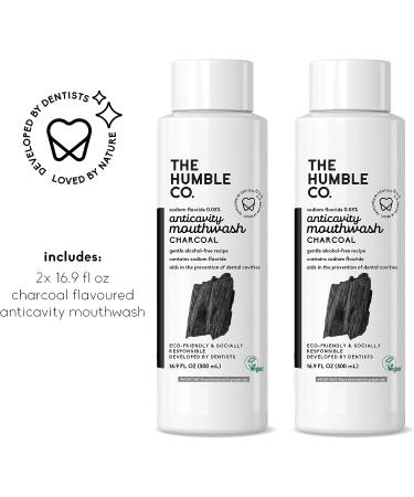 The Humble Co. Anticavity Mouthwash 2pk - Alcohol Free Mouthwash for Oral Care - Vegan, Cruelty Free & Non-Toxic - Charcoal, 16.9 oz - Buy Online on GoSupps.com