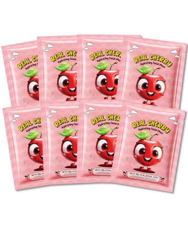 8 Pack Cherry Face Mask Pink Face Masks Skincare Spa Day Kit Supplies Spa Party Favors for Women Sheet Facial Mask Skincare Gifts Set Moisturize Soothe for All Skin Types C-8 Pack-Cherry