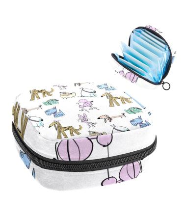 Colorful line dog pattern women bands storage pocket feminine menstrual cup bag nursing pad holder tampon pockets portable period pocket for women teen girls 1 piece multicolored 4