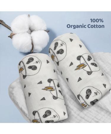 Miracle Baby Muslin Swaddle Blanket for Boys and Girls - Panda Design - 110x150cm - Buy Online on GoSupps.com