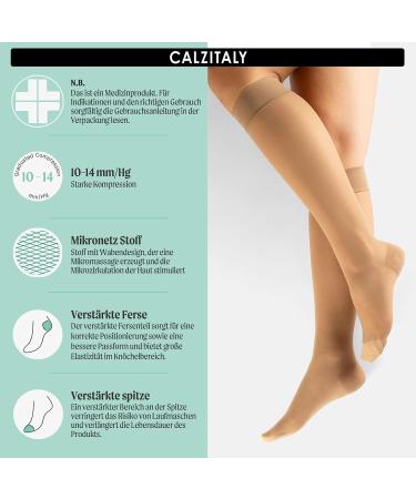 Calzitaly Knee Socks - Gradual Compression 70 Den Unisex Compression Stockings L-XL Skin Color | Made in Italy - International Shipping Available - Buy Online on GoSupps.com